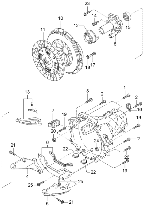 2000 Kia Sportage Clutch Disk & Cover Diagram 1