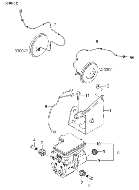 2002 Kia Sportage Hydrunit Assembly-Abs Diagram for 0K08A43782