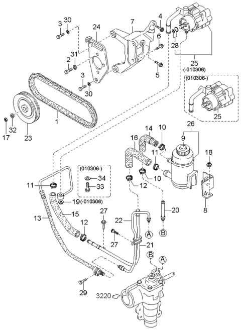 2000 Kia Sportage Pump-Power Steering Diagram for 0K02232680C