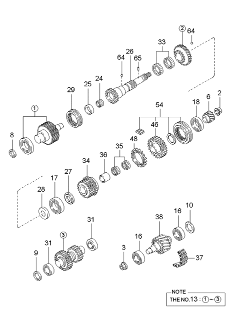 2000 Kia Sportage New Body Style Transfer Case & Gears Diagram 2