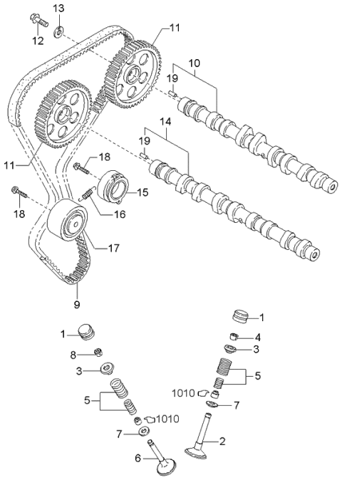 2001 Kia Sportage Idler-Timing Belt Diagram for 0K95512730A