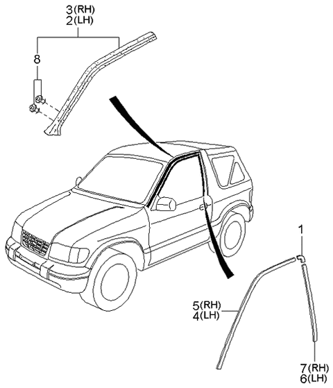 2000 Kia Sportage Body Moulding Diagram 1