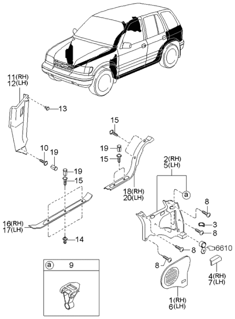 2001 Kia Sportage Side Plate-Rear,RH Diagram for 0K01968731K96