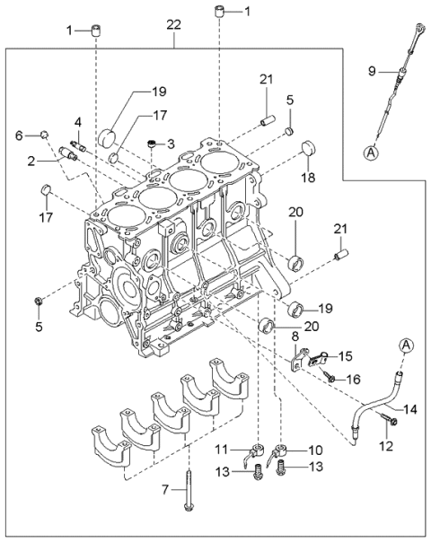 2001 Kia Sportage Block Assembly-Cylinder Diagram for 0K01C10300A