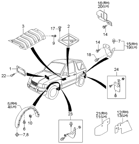 2002 Kia Sportage Bracket-Mud Guard,LH Diagram for 0K01851821