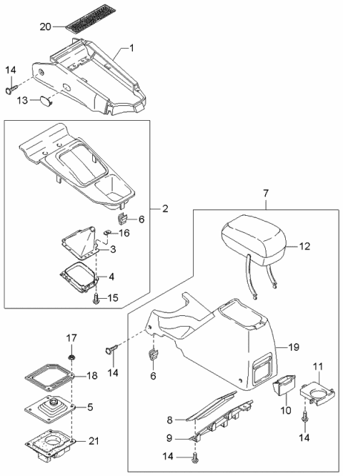 2001 Kia Sportage Console Panel Assembly-Front Diagram for 0K08A64330E