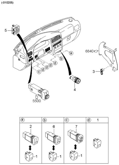 2001 Kia Sportage Dashboard Switches Diagram 1