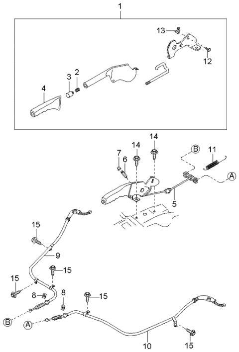 2001 Kia Sportage Lever Assembly-Parking Brake Diagram for 0K07744010