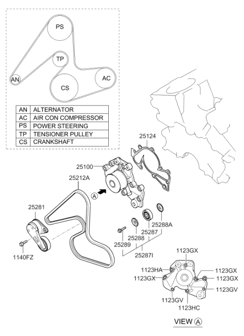 2006 Kia Sportage TENSIONER Assembly-Drive Diagram for 2528137120