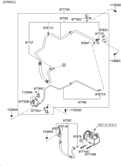 2009 Kia Sportage Air Condition System-Cooler Line, Front Diagram 2