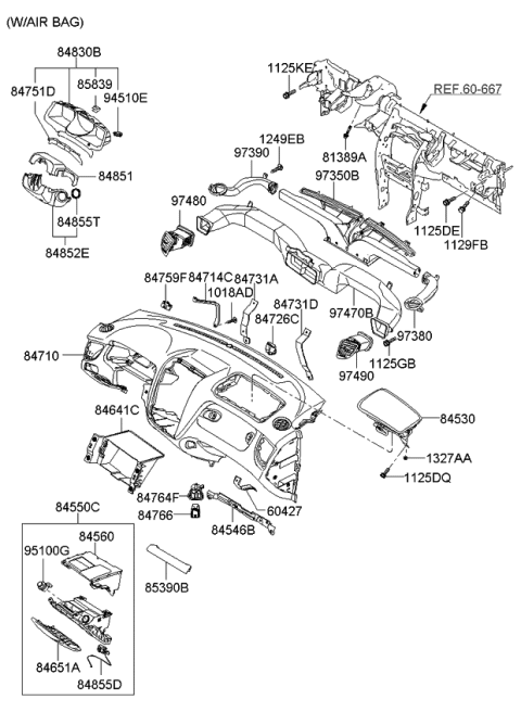 2008 Kia Sportage Crash Pad Upper Diagram 2