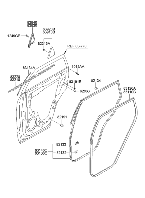 2008 Kia Sportage Rear Door Moulding Diagram