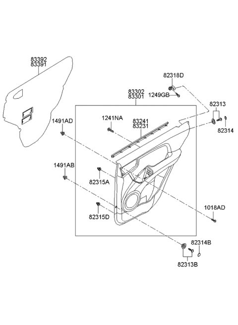 2008 Kia Sportage WEATHERSTRIP-Rear Door Belt Inside Diagram for 833411F000