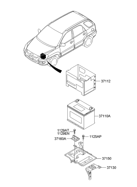 2006 Kia Sportage Insulation Pad-Battery Diagram for 371123K250