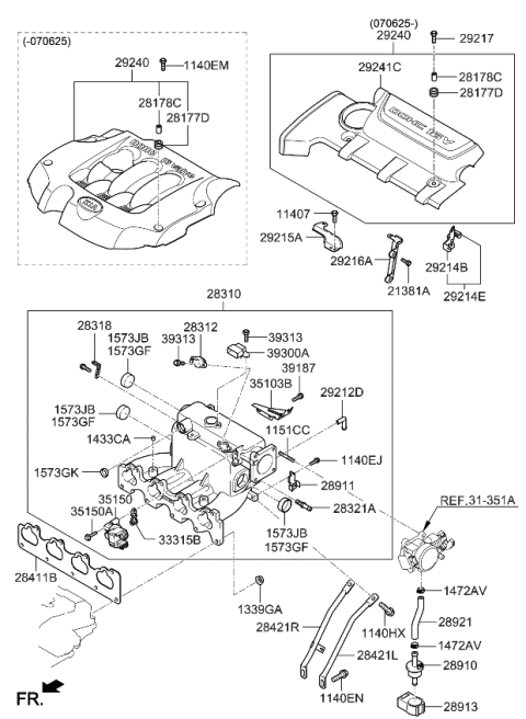 2009 Kia Sportage Manifold Assembly-Intake Diagram for 2831023930