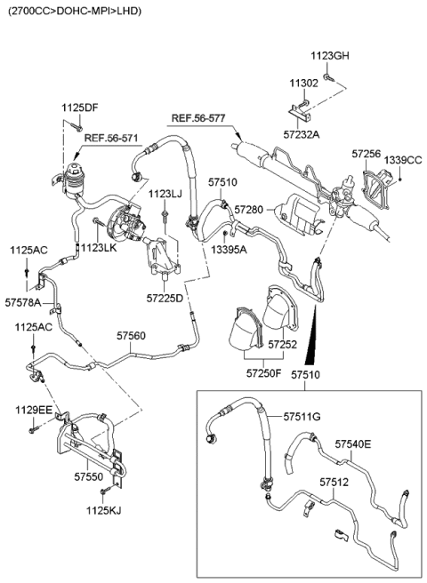2009 Kia Sportage Power Steering  Hose & Bracket Diagram 2
