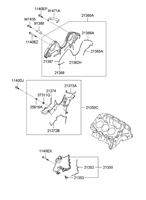 2007 Kia Sportage Belt Cover & Oil Pan Diagram 2