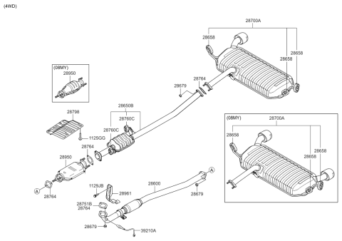 2007 Kia Sportage Main Muffler Assembly Diagram for 287001F081