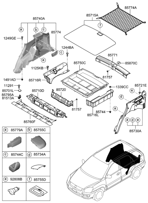 2006 Kia Sportage Tray-Lugg Side,LH Diagram for 857151F100EZ