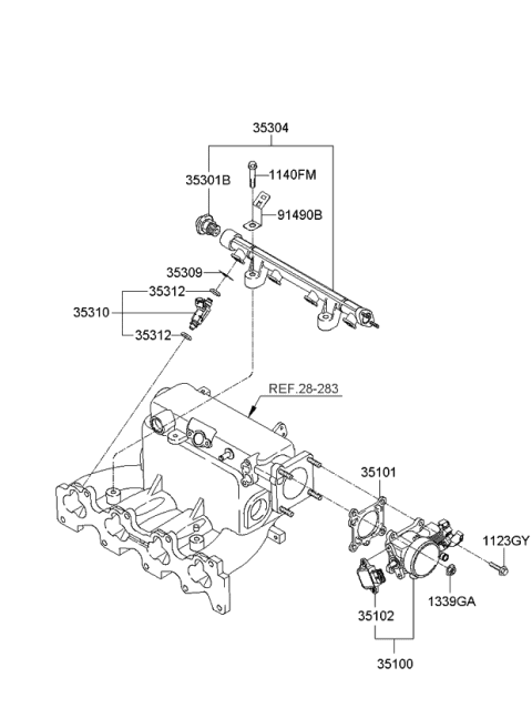 2008 Kia Sportage Throttle Body & Injector Diagram 1