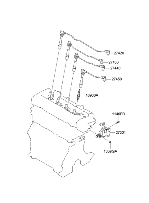 2007 Kia Sportage Spark Plug Assembly Diagram for 18823111012