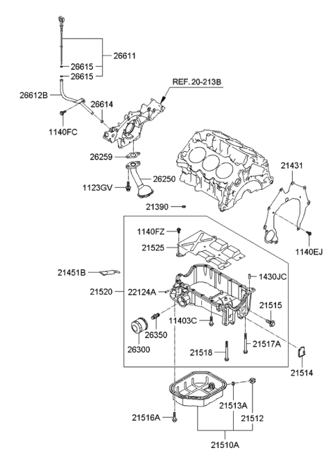 2009 Kia Sportage Pan Assembly-Engine Oil Diagram for 2152037107