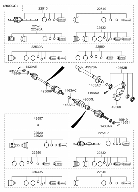 2007 Kia Sportage Drive Shaft-Front Diagram 1