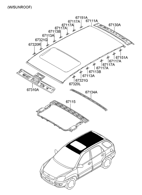 2008 Kia Sportage Roof Panel Diagram 2