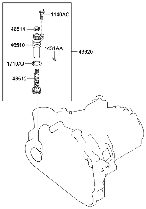 2009 Kia Sportage Speedometer Driven Gear-Manual Diagram