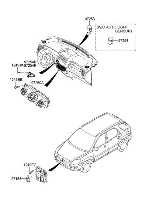 2009 Kia Sportage Sensor-In Car & Humidity Diagram for 972701F000