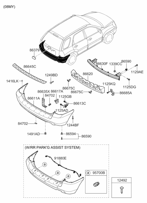 2009 Kia Sportage Bracket-Rear Bumper Diagram for 866851F510