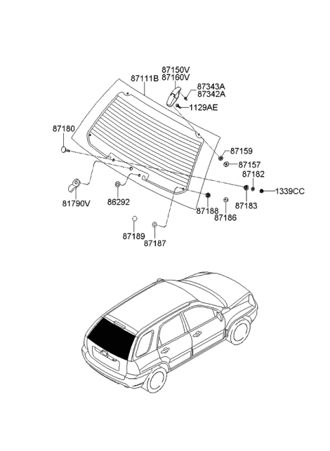 2007 Kia Sportage NUTT-WIPER Motor Mounting Diagram for 871822E000