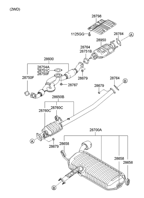 2009 Kia Sportage Muffler & Exhaust Pipe Diagram 2