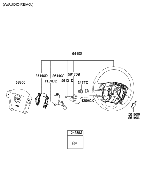 2010 Kia Sportage Steering Wheel Assembly Diagram for 561101F250UB