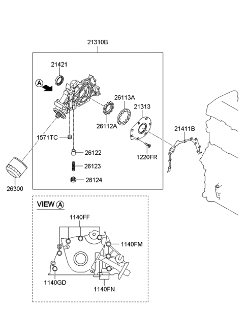 2006 Kia Sportage Front Case & Oil Filter Diagram 1