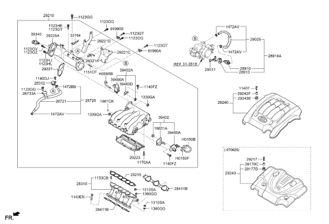 2009 Kia Sportage Hose Assembly-PCV Diagram for 2672037281
