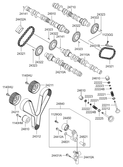 2008 Kia Sportage Camshaft & Valve Diagram 1