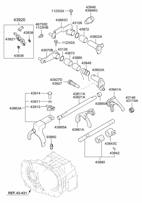 2008 Kia Sportage Fork Assembly-Shift Diagram for 4386339020