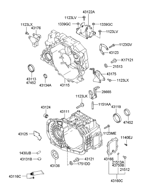 2010 Kia Sportage Transaxle Case-Manual Diagram