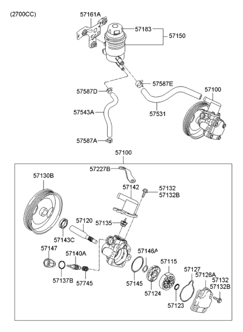 2009 Kia Sportage Pump Assembly-Power STEE Diagram for 571002E100