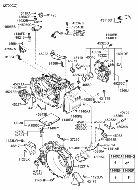2006 Kia Sportage Auto Transmission Case Diagram 2