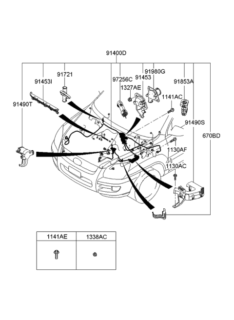 2009 Kia Sportage Wiring Assembly-Control Diagram for 914101F041