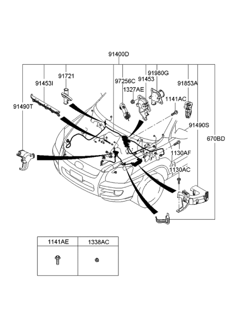 2009 Kia Sportage Wiring Assembly-Control Diagram for 914701F042