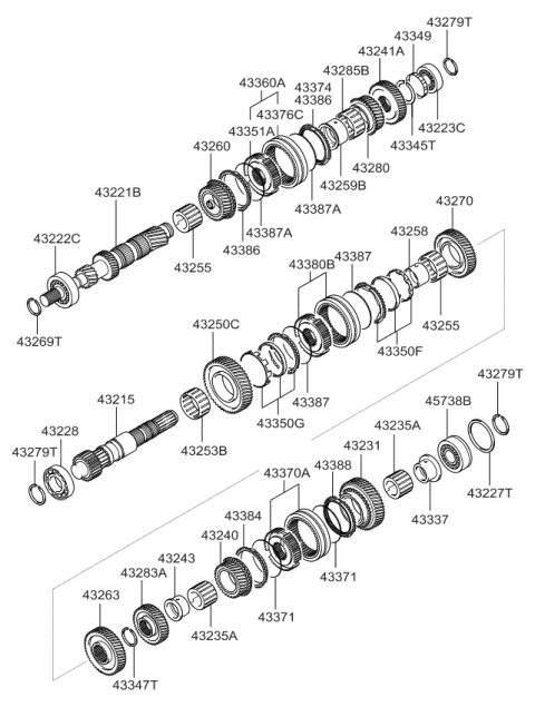 2007 Kia Sportage Hub & Sleeve-Synchronizer Diagram for 4337039001