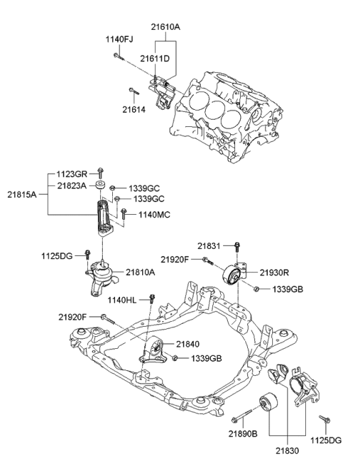 2007 Kia Sportage Engine & Transaxle Mounting Diagram 2