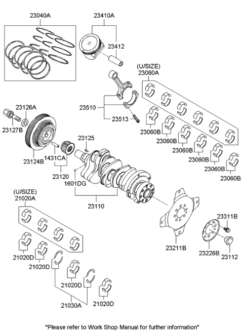 2008 Kia Sportage Bolt-Connecting Rod Diagram for 2351337103