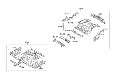 2010 Kia Sportage Panel Complete-Rear Floor Diagram for 655001F010