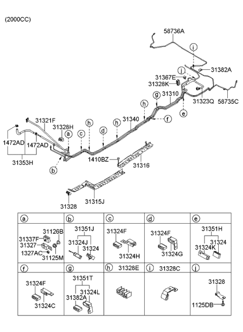 2010 Kia Sportage Tube-Fuel Feed Diagram for 313101F500