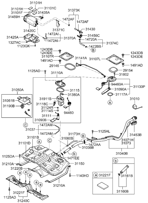 2010 Kia Sportage Fuel Pump Sending Unit Assembly Diagram for 311302E350