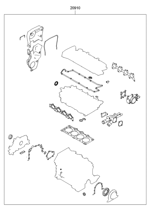 2008 Kia Sportage Engine Gasket Kit Diagram 1